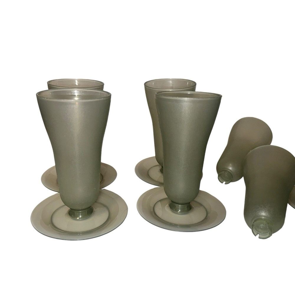 Vintage Lot of 6 Tupperware Parfait Containers Gray Color